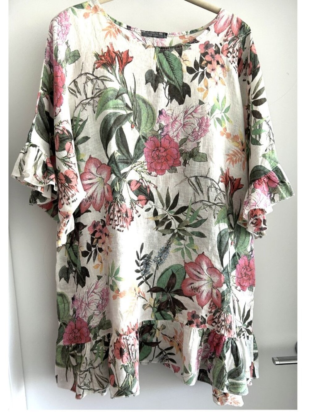 Piazza Del Tempio Floral Print Linen Dress Sz S